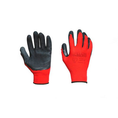 Рукавички з спіненим латексним покриттям р10 (червоний+чорний без підвіса/хедера) Сила /12пар