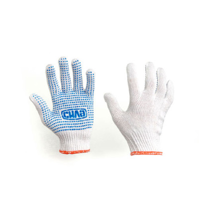 Рукавички Х/Б з ПВХ точкою р10 (білий+чорний ПВХ економ без підвіса/хедера) Сила /12пар