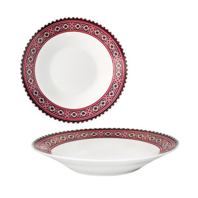 Миска керам №8 глибока Вишиванка червоне та чорне /уп.12шт