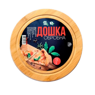 Дошка кухонна обробна дерев`яна бамбукова кругла 25*25*1,5см