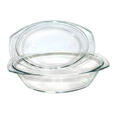 Каструля 3,5л овал. з кришкою жароміцне скло / 9163