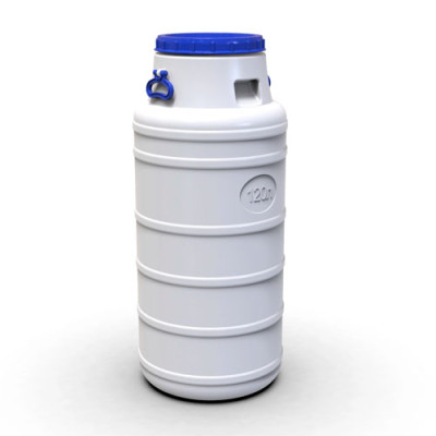 Бочка п/е харчова Літолан 120л біла, синя кришка, h93см*d25см горловина