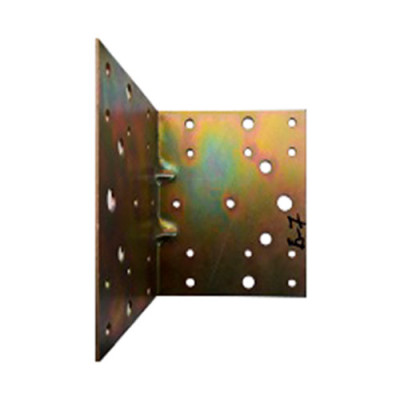 Куток кріпильний 112.5мм*112.5мм*130мм*2мм жовтий цинк / уп 20шт з ребром жорскост.