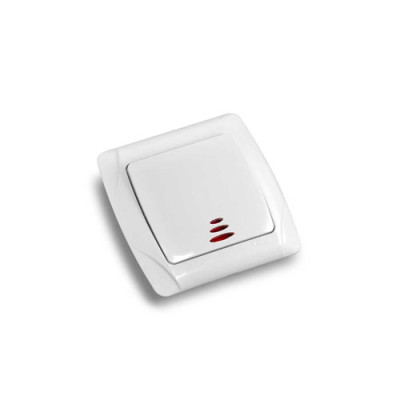 Вимикач 1-й внутрішній з підсвіткою VIKO Кармен білий /уп 12шт