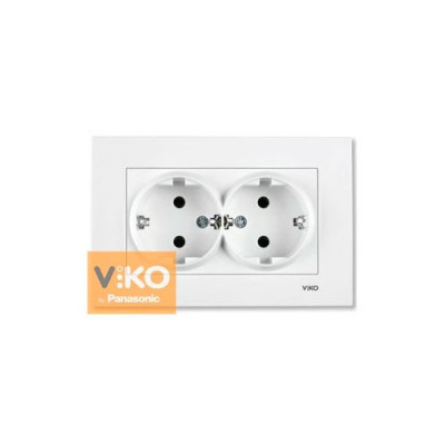 Розетка 2-я з/з внутрішня штепсельна VIKO КАРЕ біла / уп 12шт