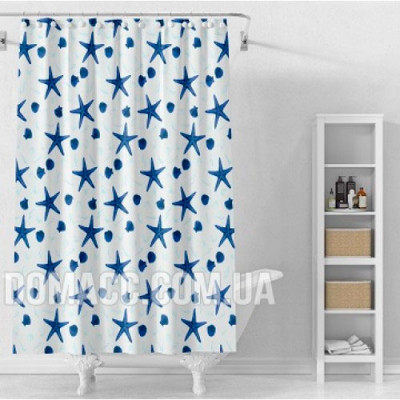 Штора для душа PEVA 180*180см 12 колец Морські зірки