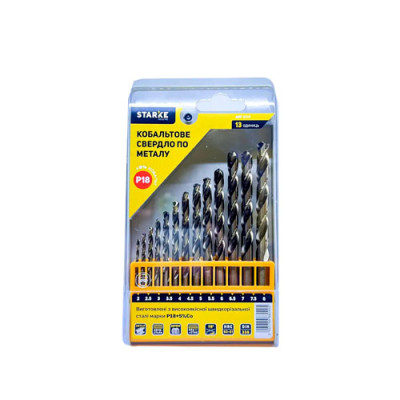 Набір кобальтових свердел по металу (1-10мм) STARKE Р18+Со5% /уп.10шт ART8096 Набір кобальтових свердел по металу (1-10мм) STARKE Р18+Со5% /уп.10шт ART8096