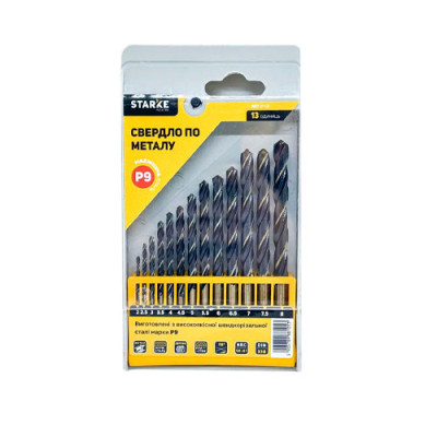 Набір свердел по металу (1,5-6,5мм) STARKE Р9 /уп.13шт ART8104 Набір свердел по металу (1,5-6,5мм) STARKE Р9 /уп.13шт ART8104