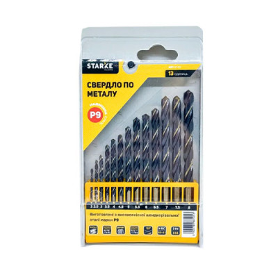 Набір свердел по металу (2-8мм) STARKE Р9 /уп.13шт ART8105
