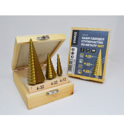 Набір східчастих свердел по металу 4-12/4-22/4-32мм /5106