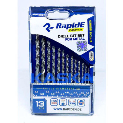 Набір свердел по металу (1,5-6,5мм) уп.13шт RapidE HSS PRO Sprint Series /8913