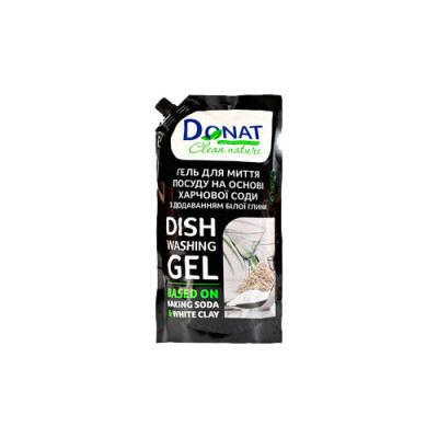 Засіб миючий для посуду DONAT на основі соди з дод.білої глини дой-пак 1л Донат/ уп.14шт Засіб миючий для посуду DONAT на основі соди з дод.білої глини дой-пак 1л Донат/ уп.14шт