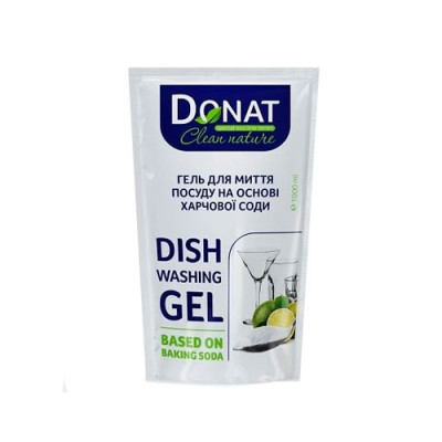 Засіб миючий для посуду DONAT на основі харчової соди дой-пак 1л Донат/ уп.14шт Засіб миючий для посуду DONAT на основі харчової соди дой-пак 1л Донат/ уп.14шт