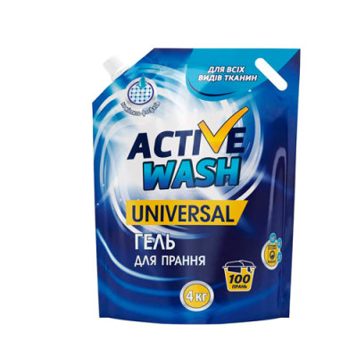 Гель для прання ACTIVE WASH Universal Дой-пак 4л Донат/уп.3шт