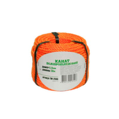 Канат поліпропіленовий 6мм, 50м/TW-2106/уп 20шт