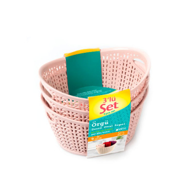 Набір кошиків візерунчатих 3шт 1,5л В`язка Пудра