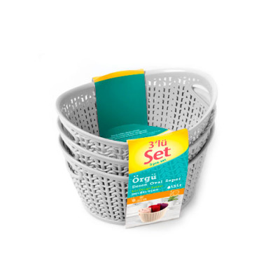 Набір кошиків візерунчатих 3шт 1,5л В`язка Холодно-сірий