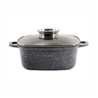 Каструля квадратна 6.5л кришка скло АП/покриття МАРМУР індук.дно /1228SN