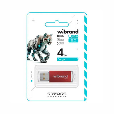 Флешка USB 64Gd Wibrand Cougar червона (WI2.0/CU64P1R)