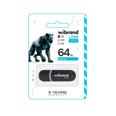 Флешка USB 64Gd Wibrand Panther чорна (WI2.0/PA64P2B)