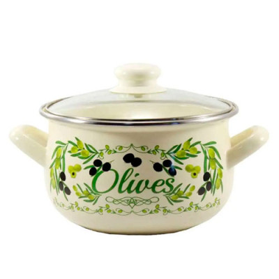 Каструля емаль 3,1л/18см кришка скло 