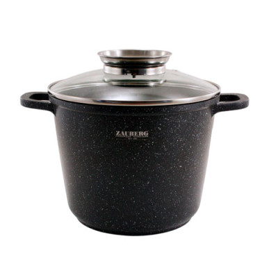 Каструля глибока 4л кришка скло АП/покриття МАРМУР індук.дно /0620BL