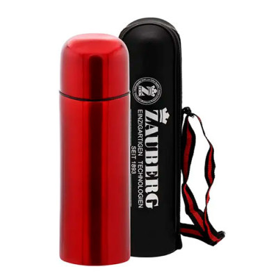 Термос нерж 0,35л в чохлі ЧЕРВОНИЙ МЕТАЛІК/SL-35Z-C-RED