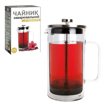 Френч-прес 350мл (еко пластик + боросилікатне, зміцнене скло) без упаковки /9154/У