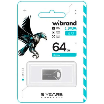 Флешка USB 64Gd Wibrand Hawk срібляста (WI2.0/HA64M1S)