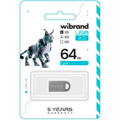 Флешка USB 64Gd Wibrand Lynx срібляста (WI2.0/LY64M2S)