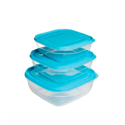 Набір контейнерів харчових квадратних 3шт (1,1л;1,6л;2,4л) з кришкою