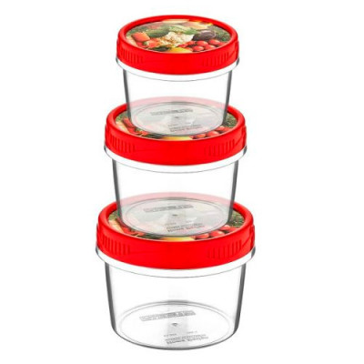 Набір контейнерів харчових круглих 3шт 1,58л з кришкою Style