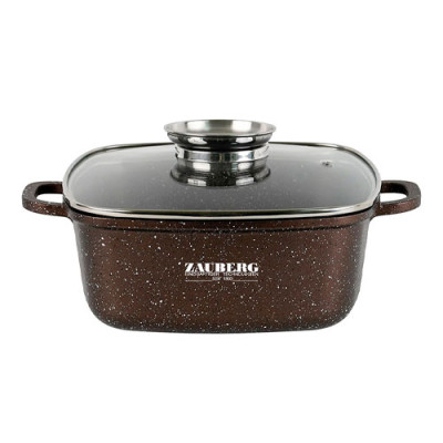 Каструля прямокутна 2,7л кришка скло АП/покриття МАРМУР індук.дно /1220CH