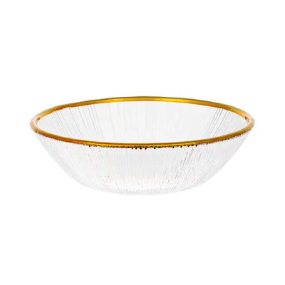 Салатник 190мм скло Рифлений з золотом /3057 /уп 6шт