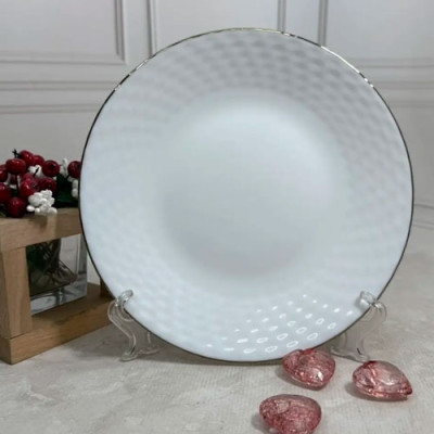 Тарілка 190мм скло Рифлена з золотом /3050 /уп.6шт