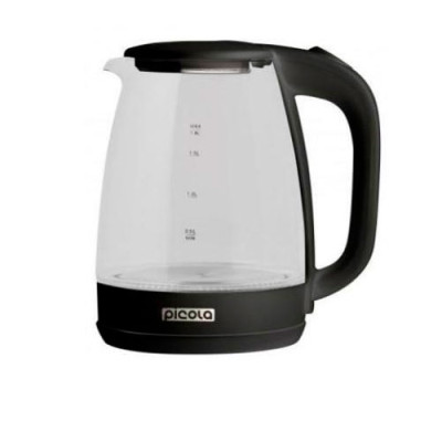 Чайник електричний 1,8л 1500 Вт, дисковий скло Picola PEK-06 Black LED-підсвічування (гарантія 1 рік)
