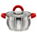 Каструля нерж.сфер. 2л скл.кришка RED /ZBY-2R