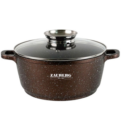 Каструля кругла 2.3л кришка скло АП/покриття МАРМУР індук.дно /0320CH