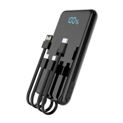 Універсальна мобільна батарея (повербанк) 10000mAh ASPOR A305 чорна (USB/MICROUSB/Lightning/Type-C)