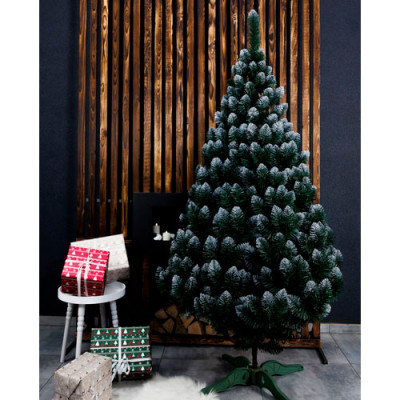 Ялинка штучна ПВХ 1,3м білі края, 9 рядів, голка 4см, з підставкою