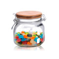 Банка скло з замком та бамбуковою кришкою для сипучих продуктів 700мл