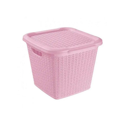 Кошик для білизни 15л візерунчатий 300*300*275мм Пудра