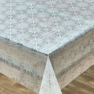 Клейонка AST-030 силікон прозор. 1.37х30м Білі Гербери 