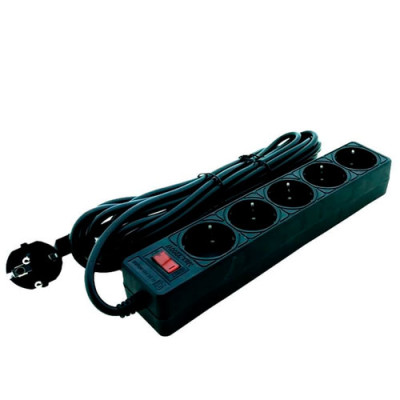 Мережевий фільтр 5г 5м з/з кнопкою ElectroHouse чорний/EH-NFB-5,5