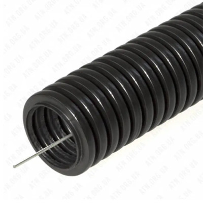 Гофра труба електротех. ПВХ з протяжкою (чорна) D20мм (100м)