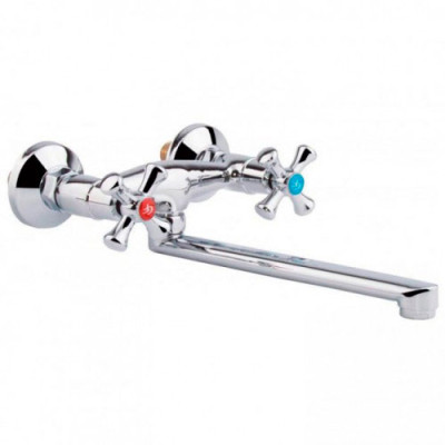 Змішувач для кухні двовентильний настінний DTZ12-B-827 L-вилив  ZEGOR