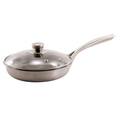 Сковорода нерж d=260 кришка скло Honeycomb Коричнева