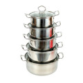 Набір каструль нерж 5 предм.(1,3/1,8/3/3,2/4,6л) ск. кришка /B-020S