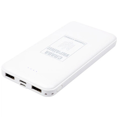 Універсальна мобільна батарея (повербанк) 10000mAh PowerPlant TPB21 біла (USB/Tyre-C) LED індікатор заряду