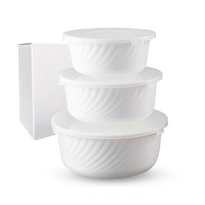 Набір салатників 3шт склокерам з вакум.криш WHITE (1,3л,0,8л,0,530л)